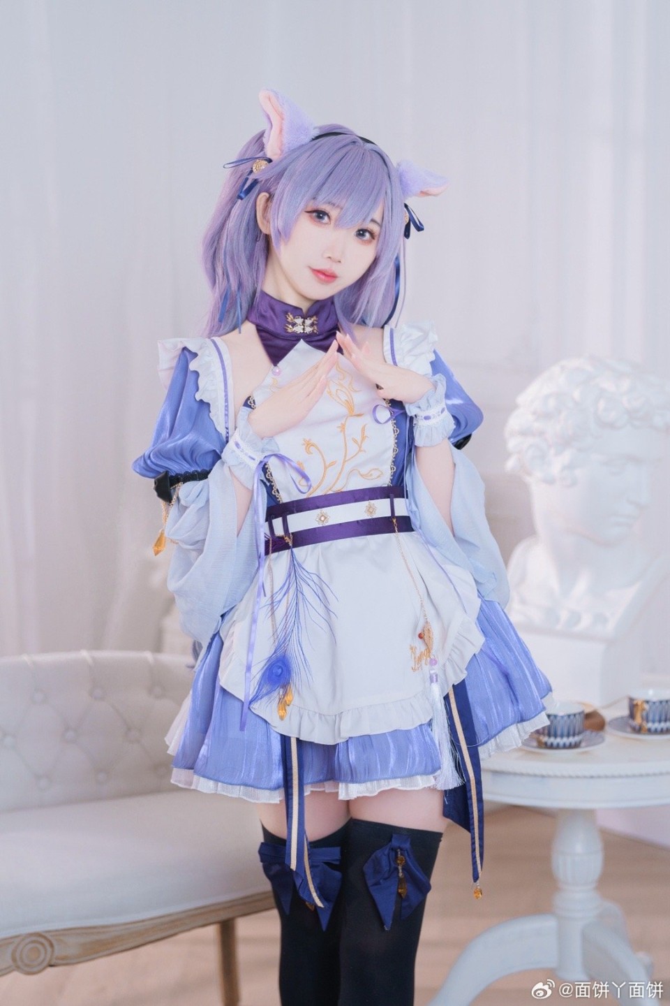 原神 刻晴 女仆 Cosplay 刻晴猫猫和喵喵喵